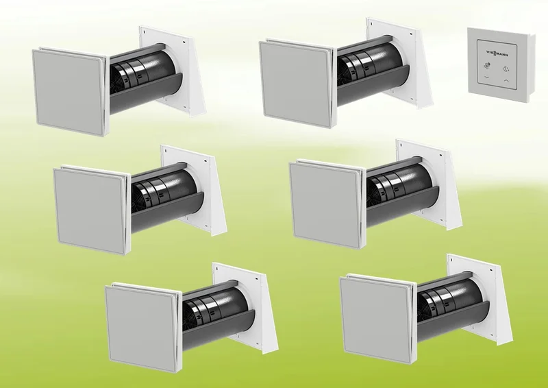 6x Viessmann Vitovent 100-D Tipo H40E B55 (L) con unidad de control 100-D cableada, kit de ventilación