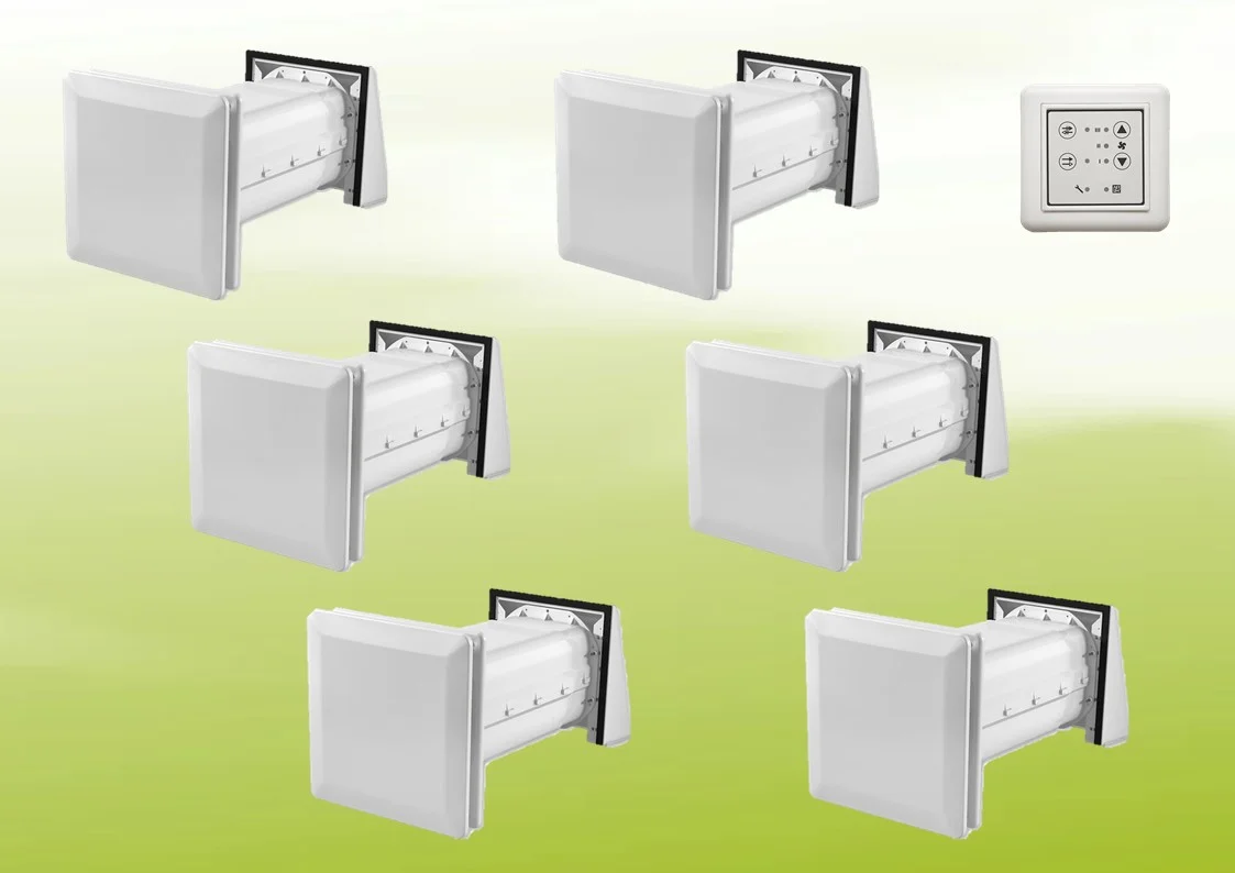 6x Stiebel Eltron LWE 40 Set de ventilación con unidad de ventilación compacta y panel de control